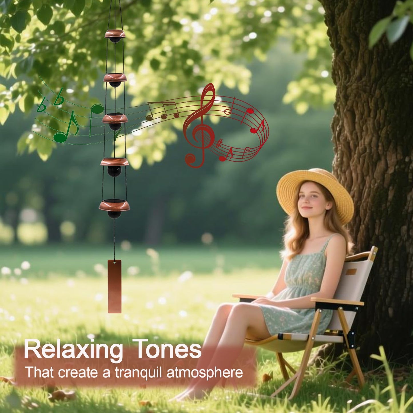 Wind Chimes for Outside with 5 Bell Unique Copper Musical Chimes Feng Shui Windchime for Home Garden Patio Porch Decor Gifts for Mom Grandma
