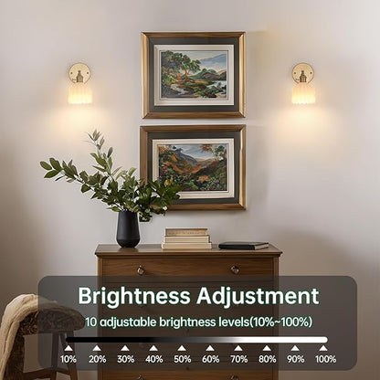 Vintage Battery Operated Wall Sconce with White Tulip Glass Lampshade 5000 mAh Rechargeable Battery Powered Wall Light with Remote Control for Bedside Bedroom Doorway, Set of 2