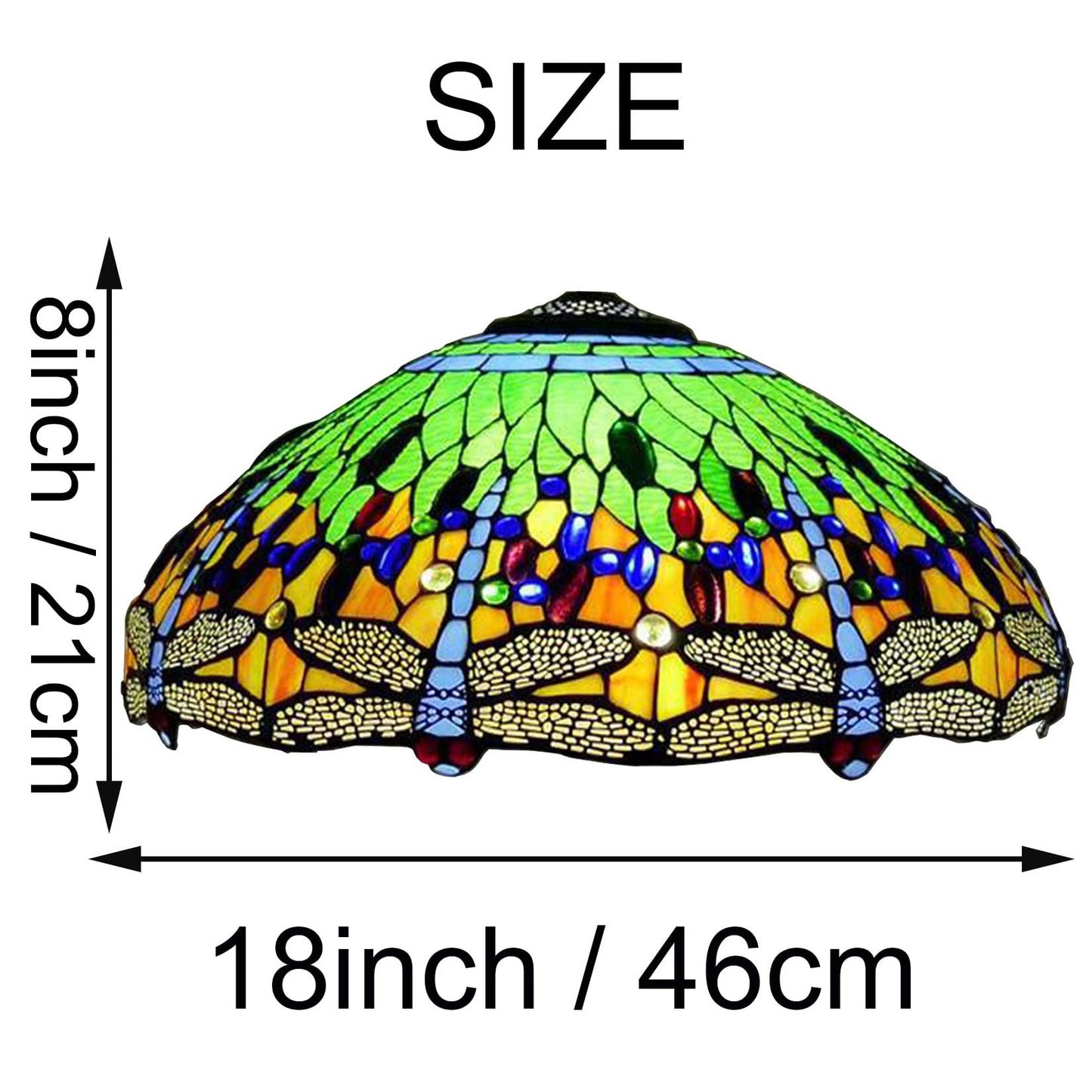 Errzom Dragonfly Lampshades Christmas Home Decor Green Blue Orange Lamp Shade Replacement Only 18 Inch Tiffany Style Stained Glass Table Lamp Pendant Light Floor Lamps Lampshade,Green