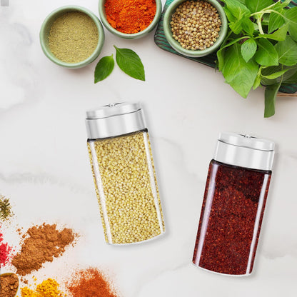 Segarty Spice Jars, 6 Pack 3 oz Spice Bottles with Shaker Lids, Glass Empty Storage Containers with Adjustable Stainless Steel Flow Top for Your Regularly Used Spices