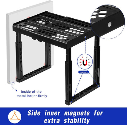 Piffny Locker Organizer Shelf， Adjustable Width and Height, Ideal Locker for School, Office, and Gym Lockers (Black 2 Pack), PLKSLF01