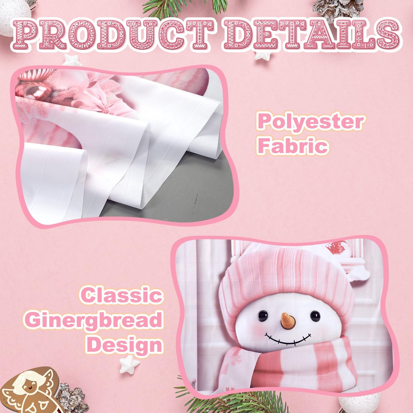 HunnmingRe 3 Pcs Christmas Gingerbread House Decorations Gingerbread Door Covers Backdrop Christmas Door Banners for Xmas Holiday Party Photography Photo Background Decor(Pink Style)