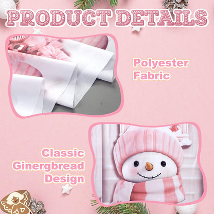 HunnmingRe 3 Pcs Christmas Gingerbread House Decorations Gingerbread Door Covers Backdrop Christmas Door Banners for Xmas Holiday Party Photography Photo Background Decor(Pink Style)