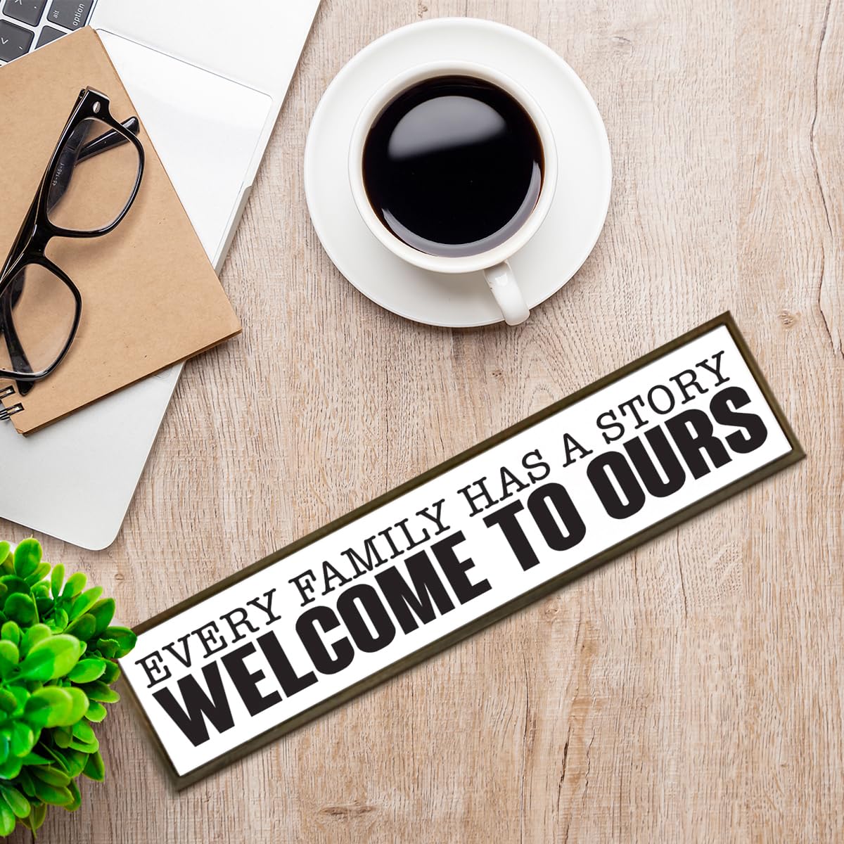 Family Wood Plaque Sign, Every Family Has a Story, Welcome to Ours Sign, Rustic Farmhouse Wall Decor Art, Entryway Decor, Wooden Box Signs Desk Décor, Housewarming Gift, 38 * 8.5 In