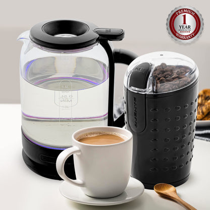 OVENTE Electric Coffee Grinder for Beans, Spices and More, 2.5Oz Compact Grinding Mill, Spice Grinder with Stainless Steel Blade, Pulse Button Operation and Transparent Easy to Open Lid, Black CG225B