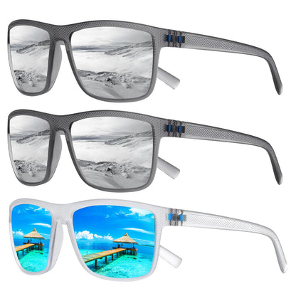 Square Polarized Sunglasses for Men and Women Lightweight Frame Sun Glasses with UV Protection