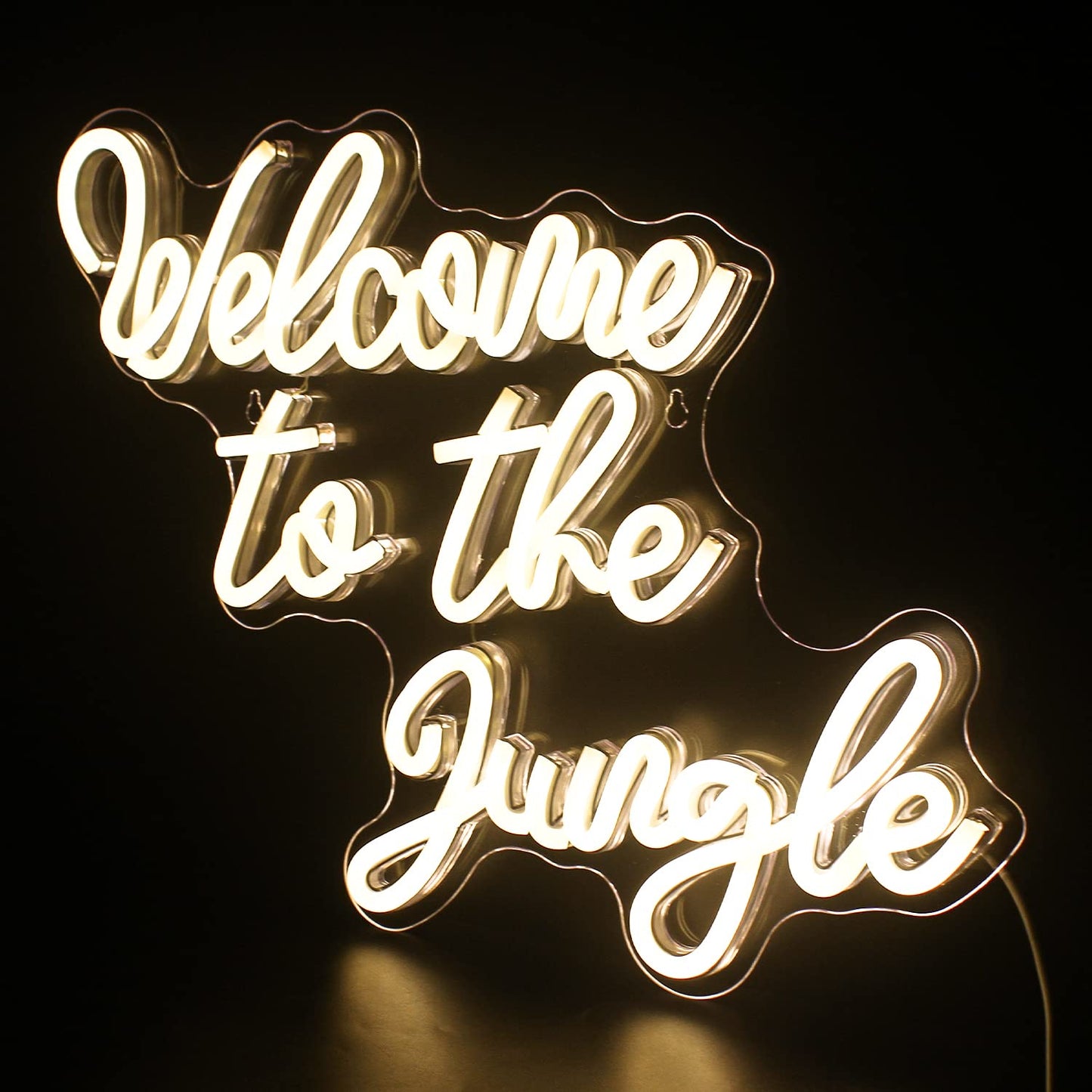 FAXFSIGN Welcome to the Jungle Neon Sign Warm White Led Word Neon Light Signs for Wall Decor Usb Letter Light Up Sign for Bedroom Nursery Kids Room Garden Home Entryway Front Porch Wedding Birthday