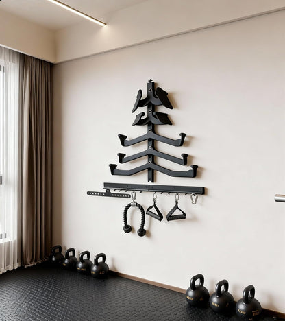 LJYMYSAK LAT Pull Down Bar Storage Rack Gym Storage Wall Organizer for Lat Pulldown Attachments, Cable Attachments Rack for Gym Accessories, Workout Equipment Storage