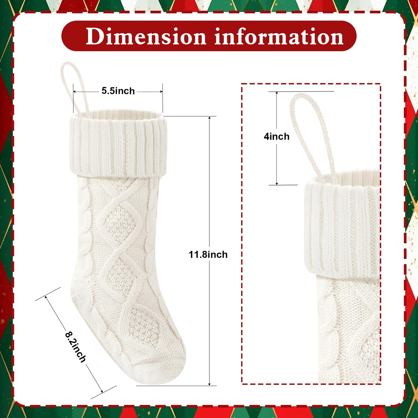 Doitory Christmas Stockings 18 Inches,Knitted Socks Christmas Decoration