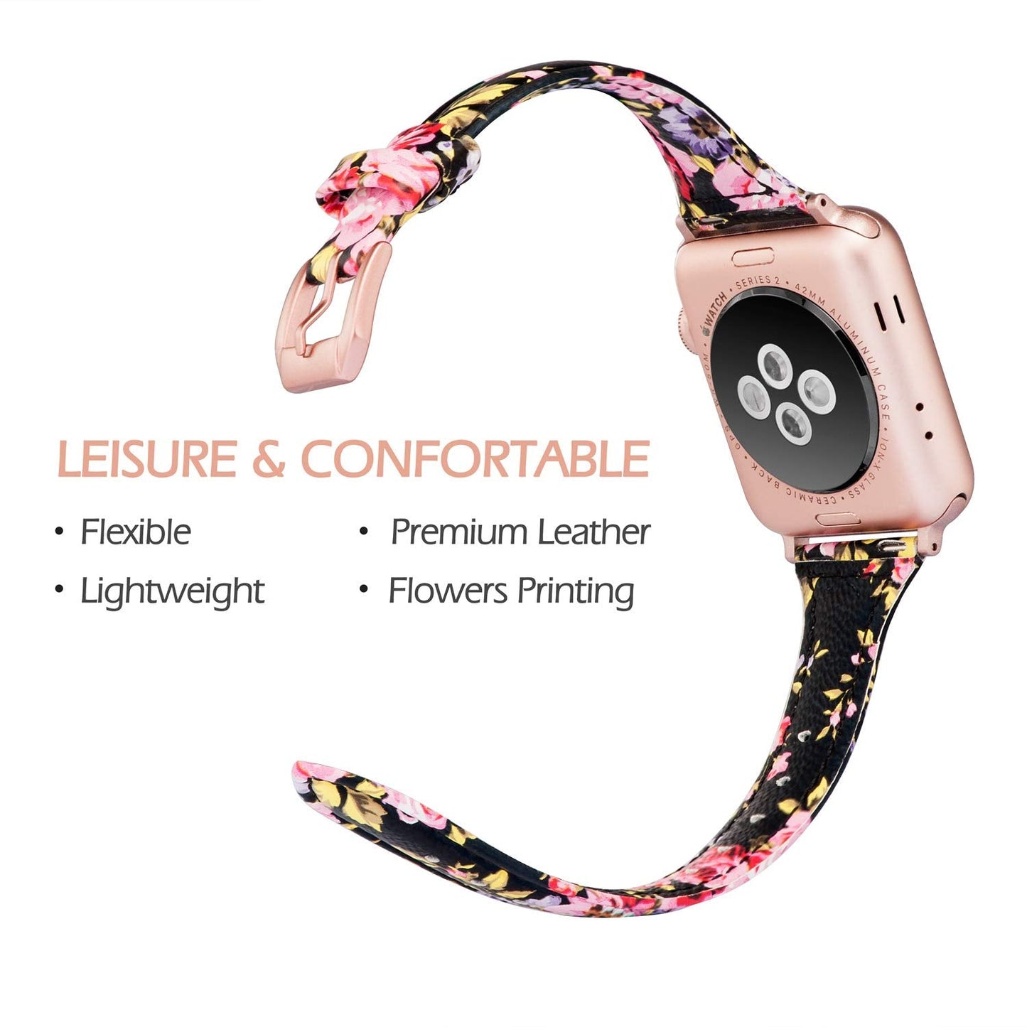 Wearlizer Slim Thin Leather Bands Compatible with Apple Watch Band 38mm 40mm 41mm 42mm 44mm 45mm 46mm 49mm Women Men Strap Wristband Bracelet for iWatch Series 11 10 9 8 7 6 5 4 3 SE/Ultra 3 2 1