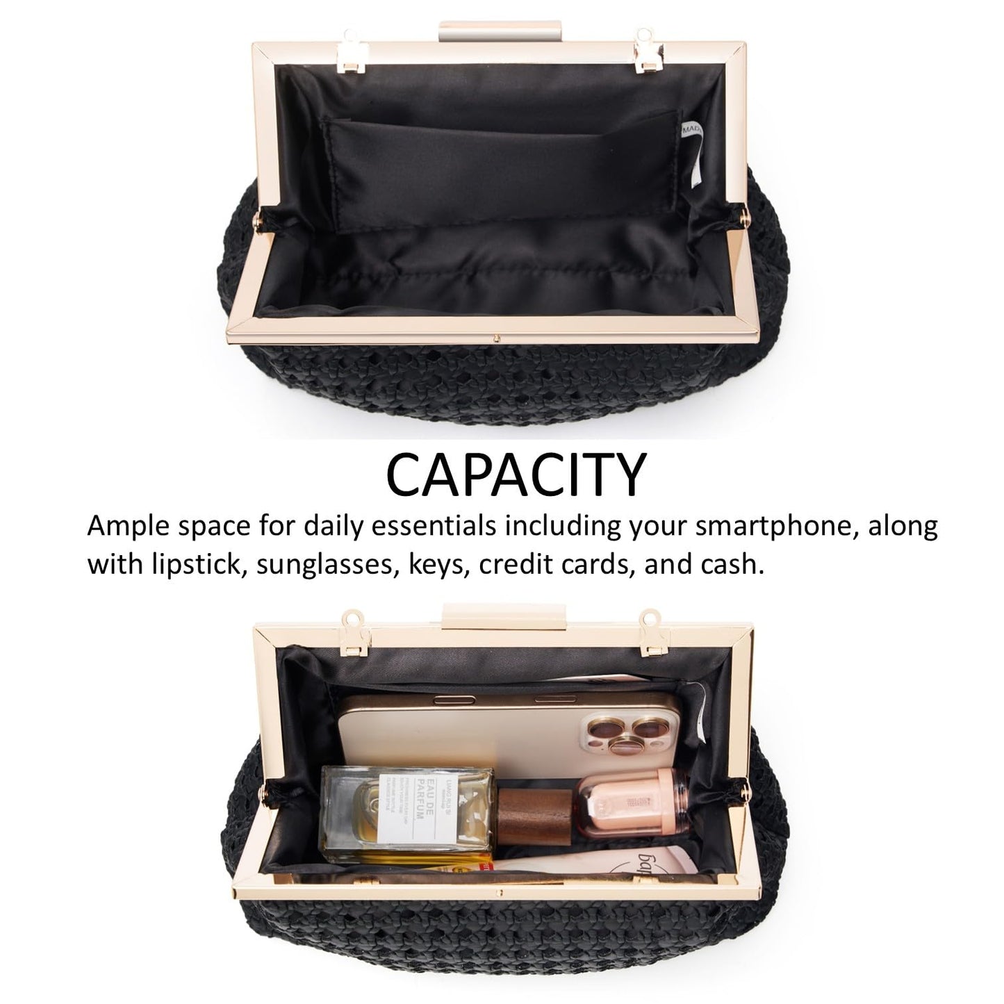 DETARA Woven Evening Bag Clutch Purses for Women Fashion PU Leather Crossbody Purse for Wedding Party and Prom (Black 2026)