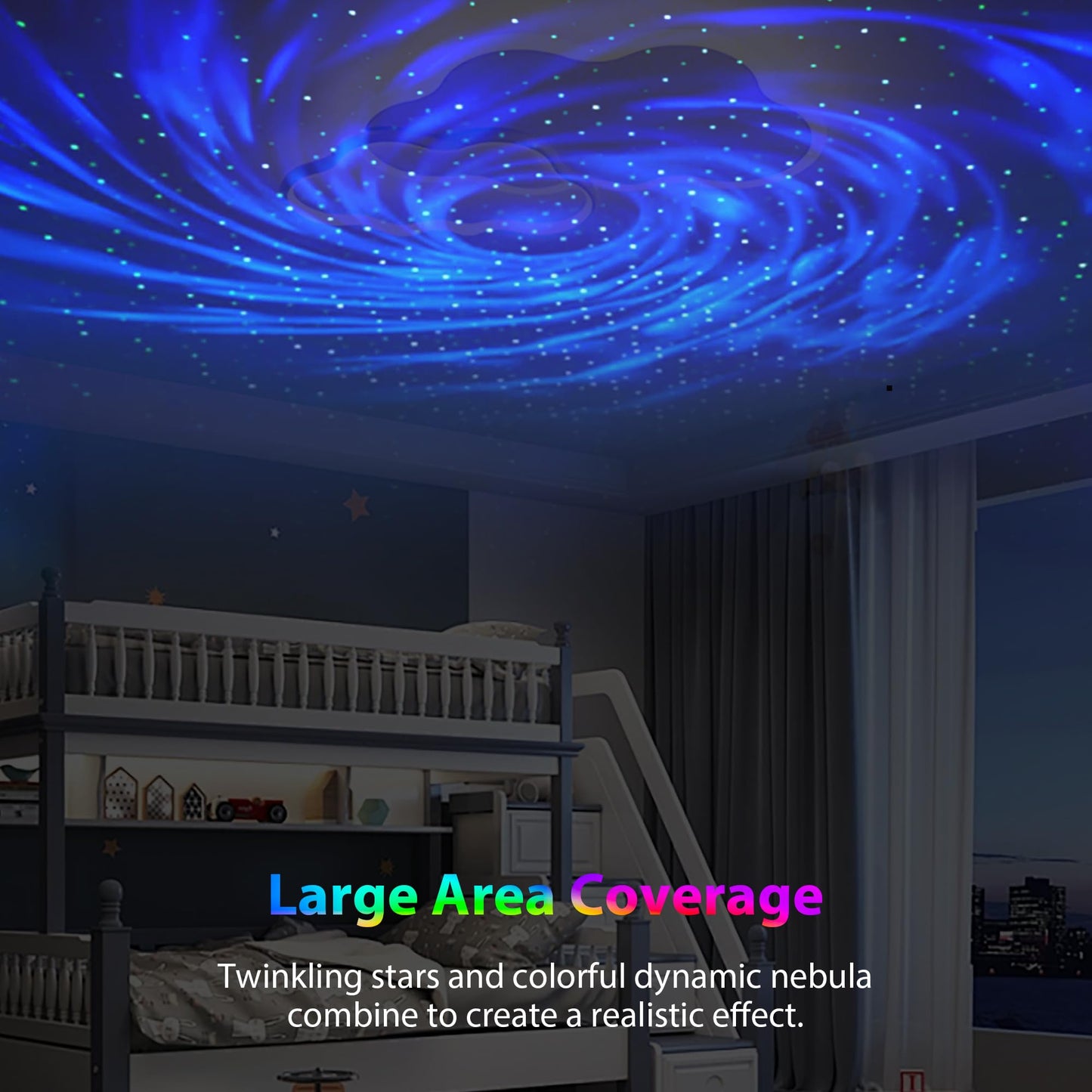 USB Powered Mini Galaxy Night Light Sound-Activated LED Party Light 10ft USB Ideal for Christmas, Raves, Home Karaoke, Dance, Clubs, Bar Parties, Matte Black