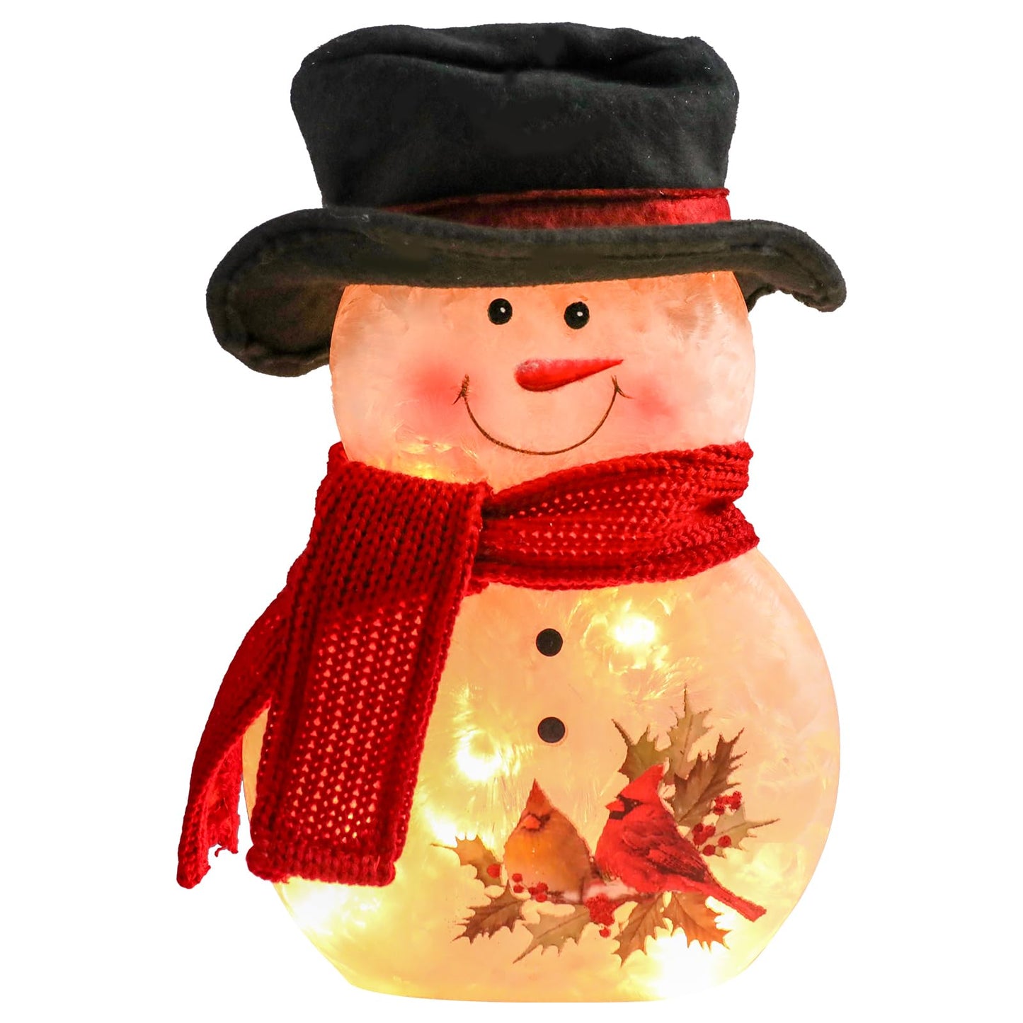 Yinns Lighted Christmas Snowman Lamp, Glass LED Light up Snowman Decor with Hand Painted, Christmas Decorations Night Light with Hat and Scarf, Xmas Holidays Home Decor