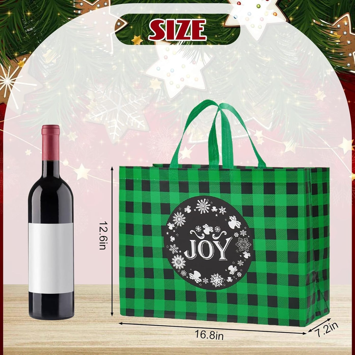 Heetobcos 16PCS Extra Large Gift Bags - 16.9'12.6'7.1',Reusable Tote Bags with Handle Non-Woven Bags for Gifts Wrapping Holiday