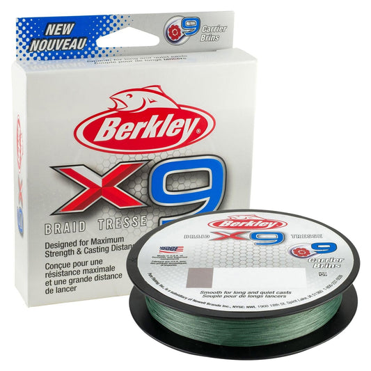 Berkley x9 Braid Superline, Low-Vis Green, 8lb test | 20 lbC | 9.0kg, 328yd | 300m Fishing Line, Suitable for Freshwater and Saltwater Environments