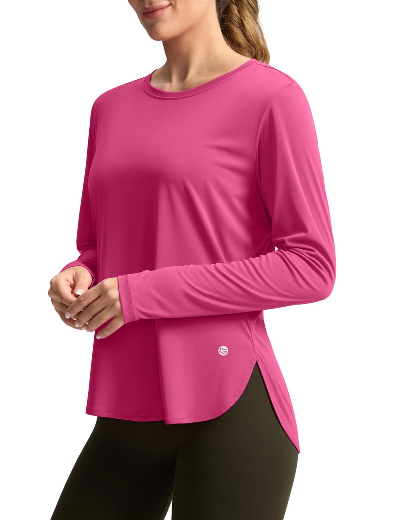 Women's Sun Shirts UPF 50+ Long Sleeve UV Protection Shirt Lightweight Quick Dry Workout Hiking Tops for Women(Granita Pink,XL)