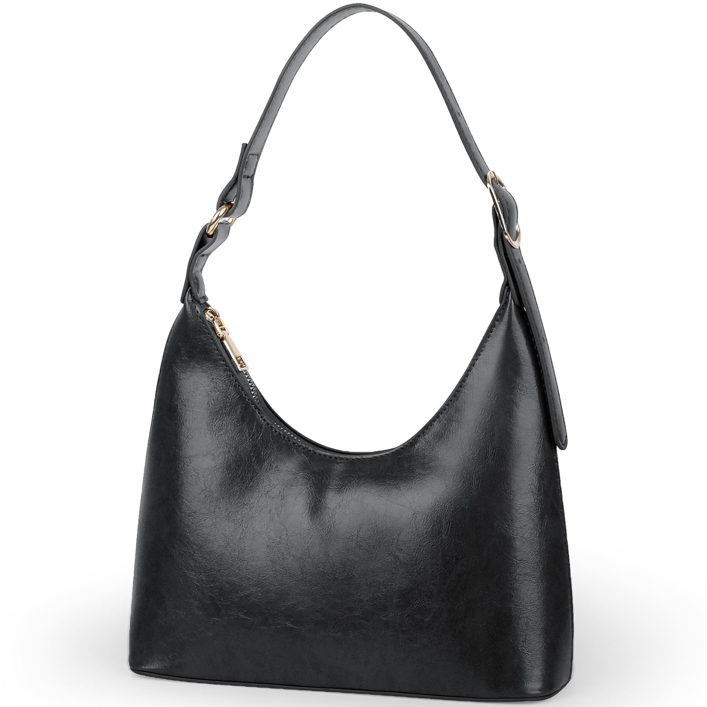 Liziblloy Shoulder Bag for Women Small Retro Vegan Leather Handbags Trendy Purses 2025 Cute Mini Vintage Hobo Underarm Bag,Black