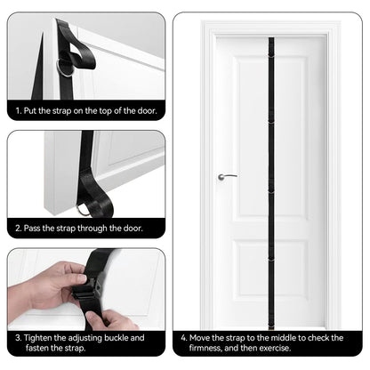 GKAI-XYZ Door Anchor Strap for Resistance Bands - Multi-Point Door Gym Attachment with 5 Stainless Steel D-Rings - Adjustable Home Fitness Equipment for Full Body Workout & Strength Training
