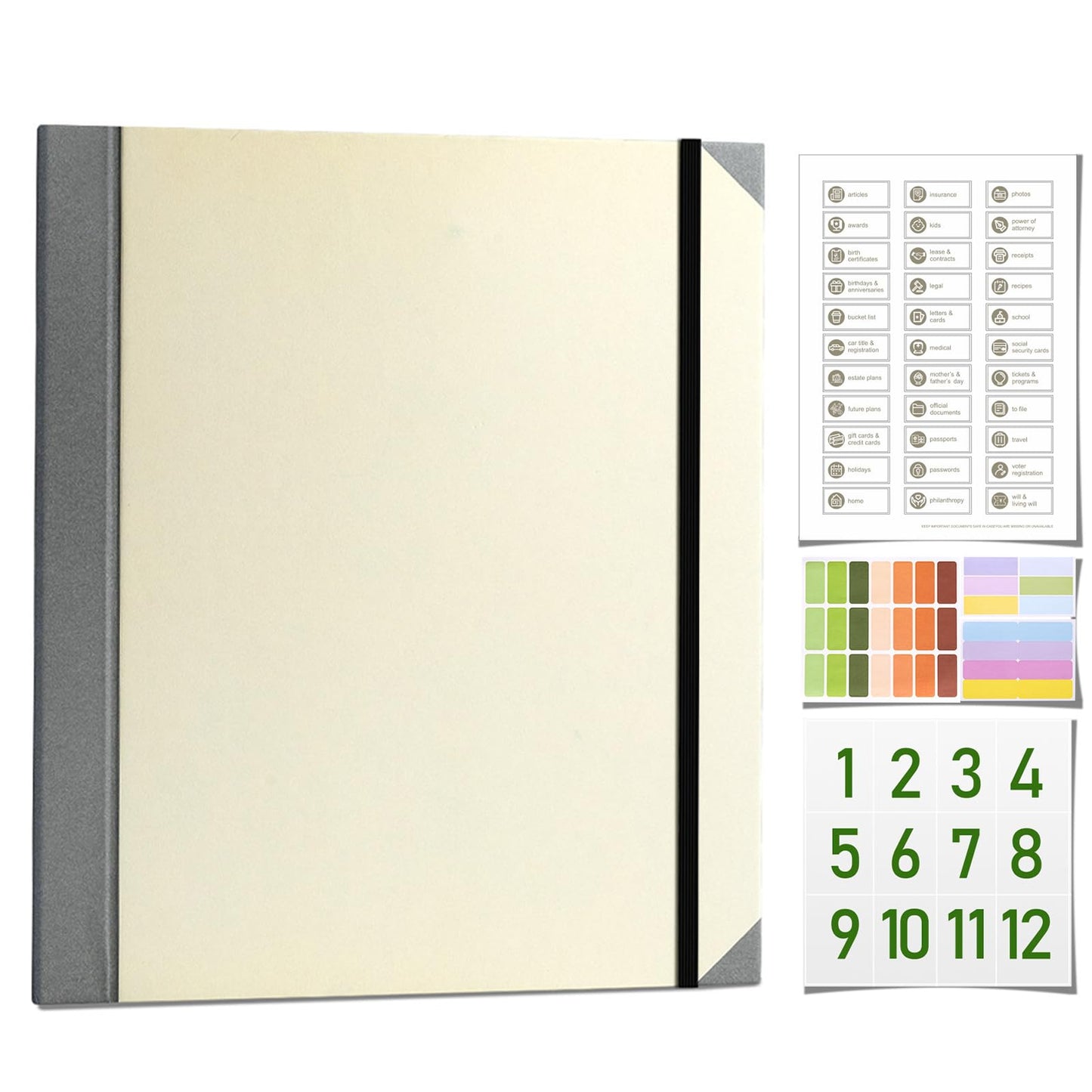 The Life Book Document Organizer - Binder for Important Documents, Document Organizer Foliofor Bills Checks Birth Certificates etc (Khaki)