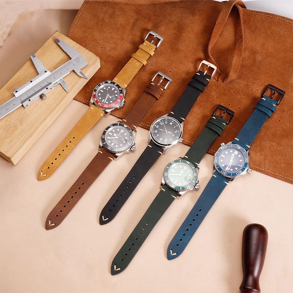 Niziruoup Leather Watch Band Quick Release for Men Women Vintage Crazy Horse Genuine Leather Watch Strap Bracelet Smartwatch Replacement Band 19 mm 20 mm 21 mm 22 mm