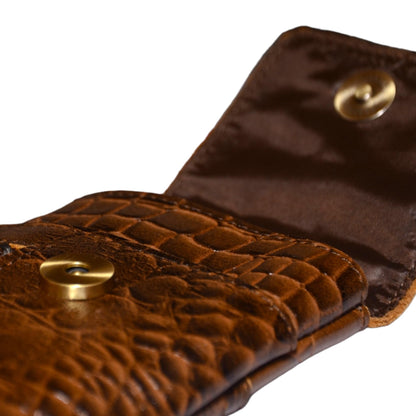 Genuine Full-Grain Buffalo Leather Cell Phone Holsters – 7” H x 3.5" W Leather Cell Phone Holster Large Smartphones – Secure & Durable Phone Belt Holder (Crocodile Print) (Croco Tan)