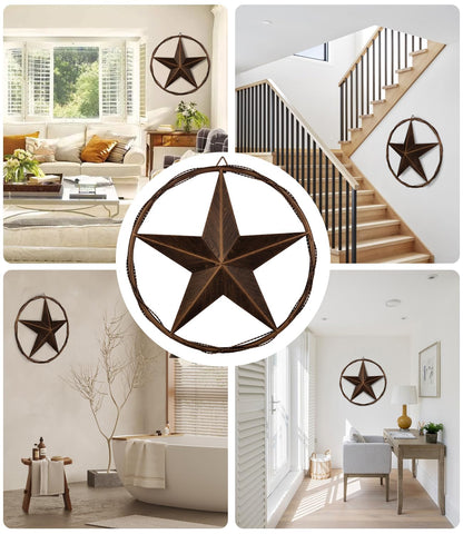 Ontrip 17.5" Metal Barn Star Wall Decor, Rustic Western Lone Star Metal Wall Art, Powder-Coated Iron, Indoor/Outdoor Porch Patio Fence Fireplace Farmhouse Decor, Housewarming Gift