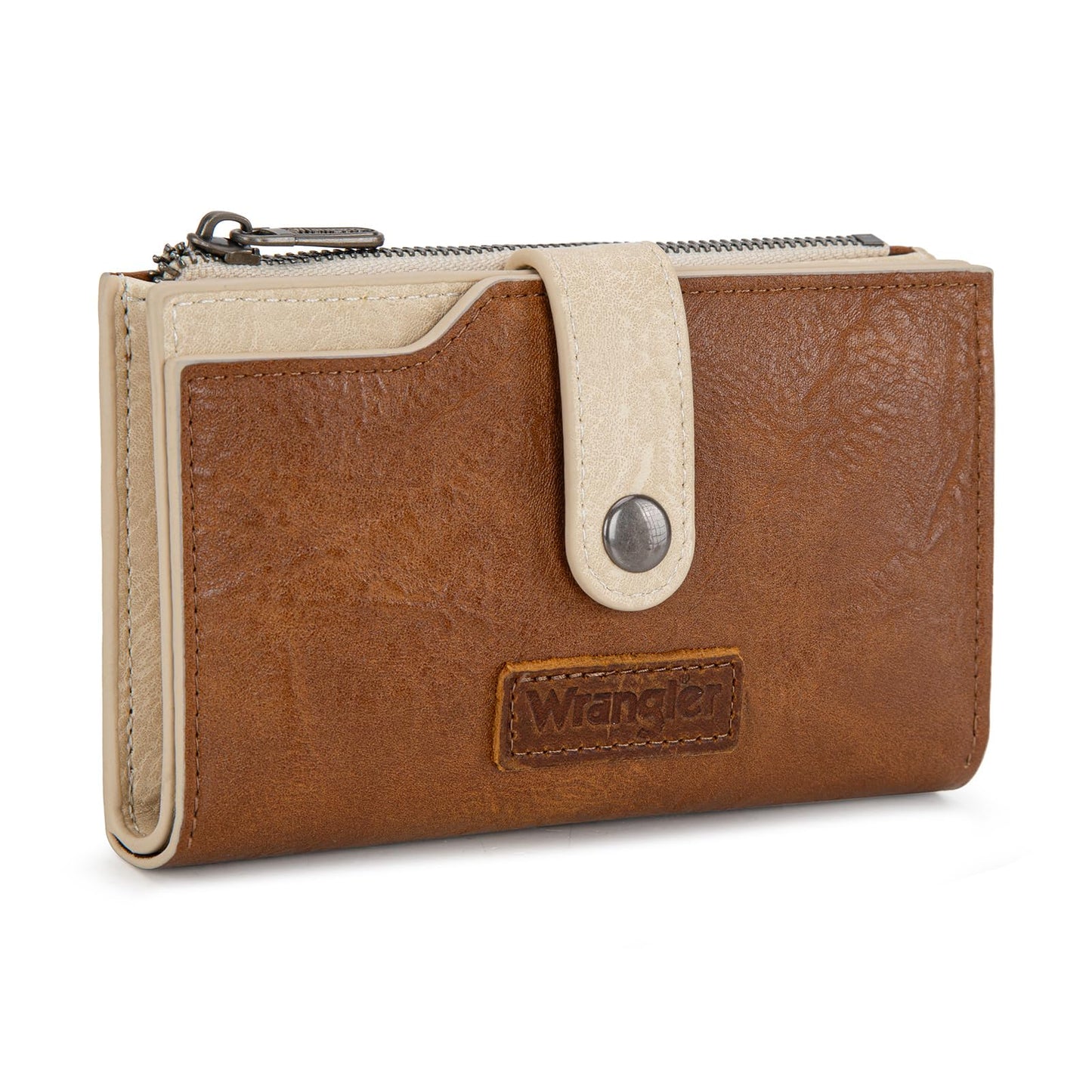 Wrangler Brown Wallets for Women Small Trifold Wallets, Card Cases & Money Organizers Large Capacity Credit Card Cash Wallet Ladies Female Clutch Travel Wallets with ID Window WG119-W0021BR