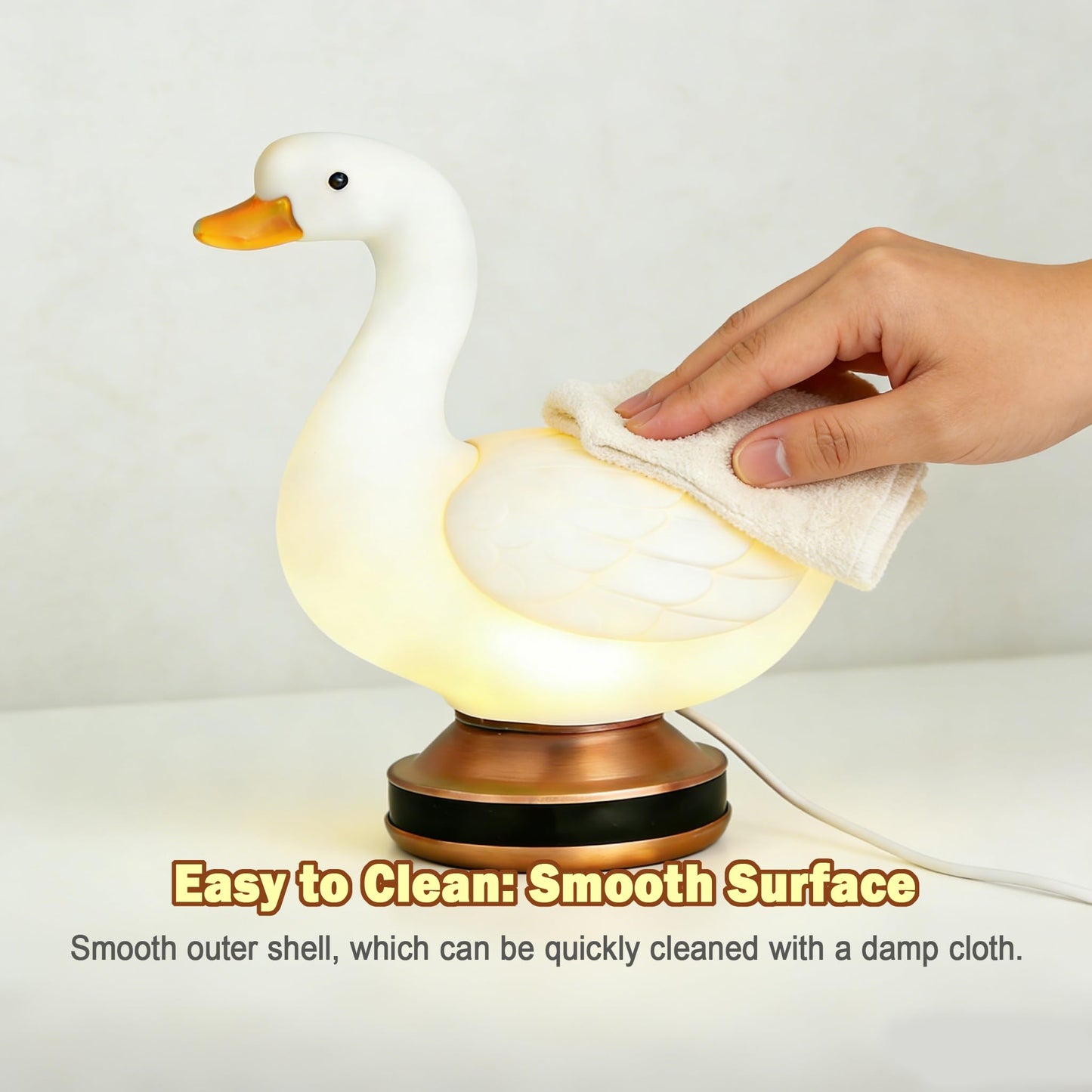 Eastyle Goose Night Light with Bow and Tie Accessories, Decorative Goose Shaped Table Lamp, Warm White USB Plug-in Goose Lamp, Cute Goose Nightlight, Resin Desk Light for Bedroom Shelf Decor Gift