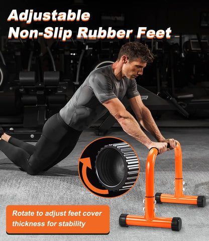 TABEKE Push Up Bar, 12 Inch High Non-Slip Parallettes Bars & Dip Bars With Foam Handles, Heavy-Duty No Wobbling Calisthenics Equipment For Handstand, L-Sit, Gymnastics, Strength Training Home Gym Use