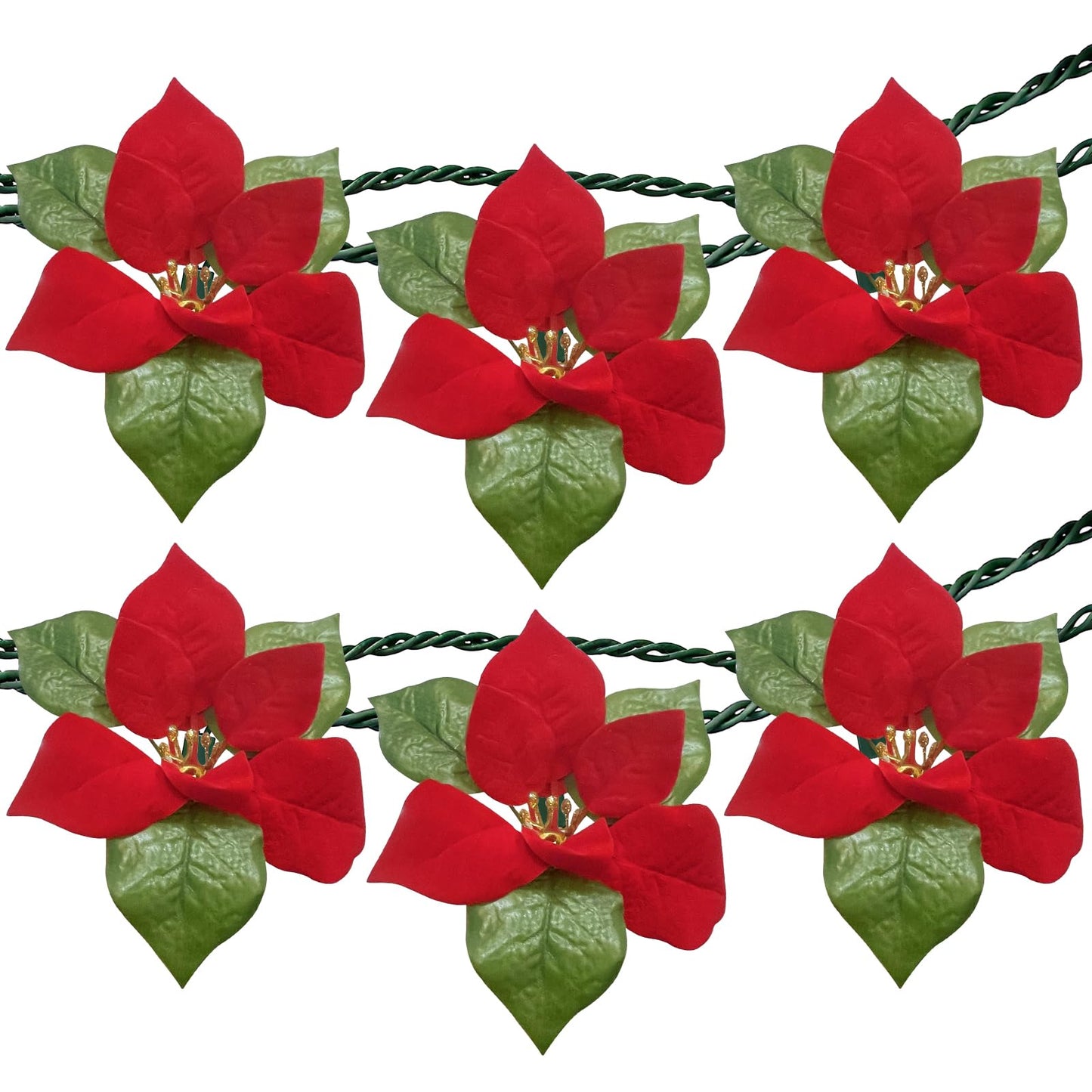 SUNSGNE 8.5FT LED Flower String Lights, Red and Green Christmas Flowers Lights with 10 LED Flowers Bulbs for Christmas Tree, Fireplace, Staircase, Walls