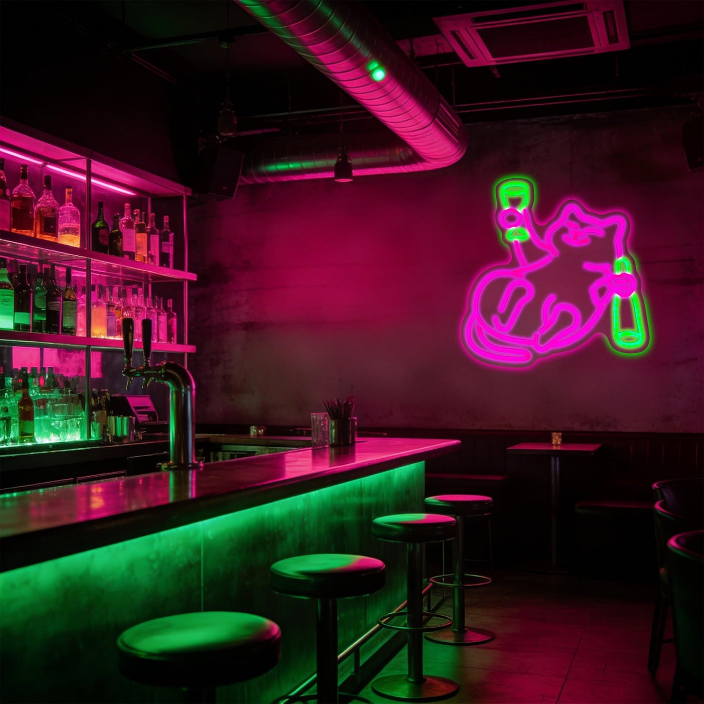 Cat Beer Neon Sign, Cute Cat Drinking Beer Dimmable Led Neon Night Lights Up Animal Decor for Bedroom Living Room Man Cave Home Bar Wall Decoration, Birthday Party Gifts for Kids Girls Boys Adults (Cat)