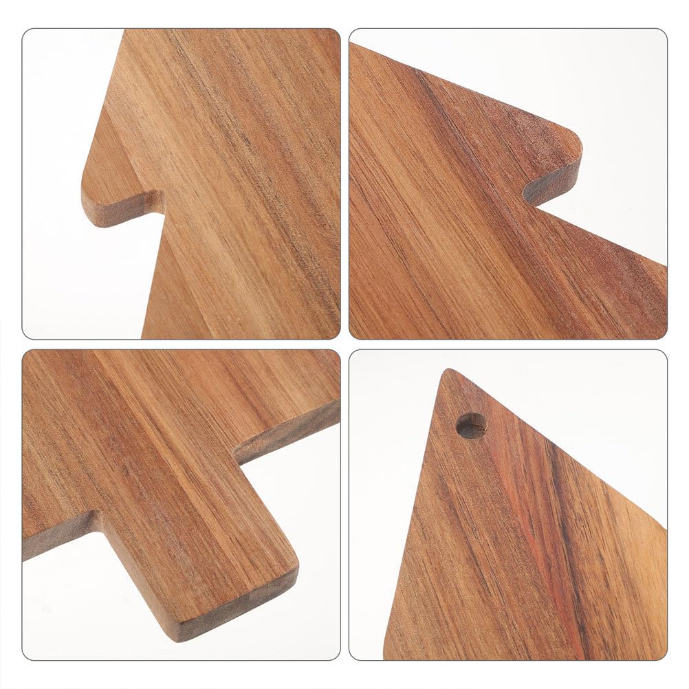 Healeved 2pcs Christmas Tree Charcuterie Board, Wooden Cutting Board Xmas Tree Serving Kitchen Chopping Cheese Sushi Fruits Snacks Candy Platter