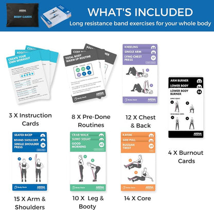 Strength Workout Cards - Instructional Fitness Deck for Booty Band Exercises | Beginner Resistance Band Guide