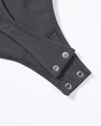 AUROLA Everyday Crew Neck Bodysuits Shirts,Going Out Short Sleeve Casual Basic Stretchy Fashion One Piece,Grey Nights,S