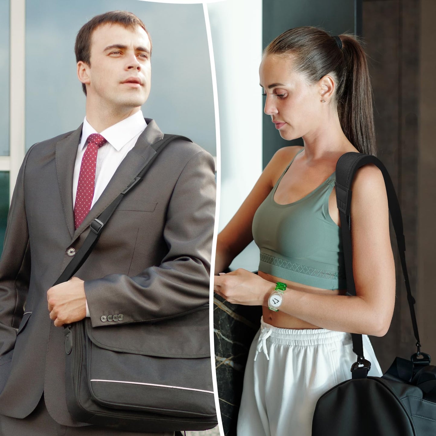 FIEIL 67" Universal Shoulder Strap, Mesh Thick Padded Bag Strap with Double Adjustable Buckles and Metal Hooks, Ideal for Briefcases, Computer Satchels, Crossbody Bags, Luggage(Breathable)