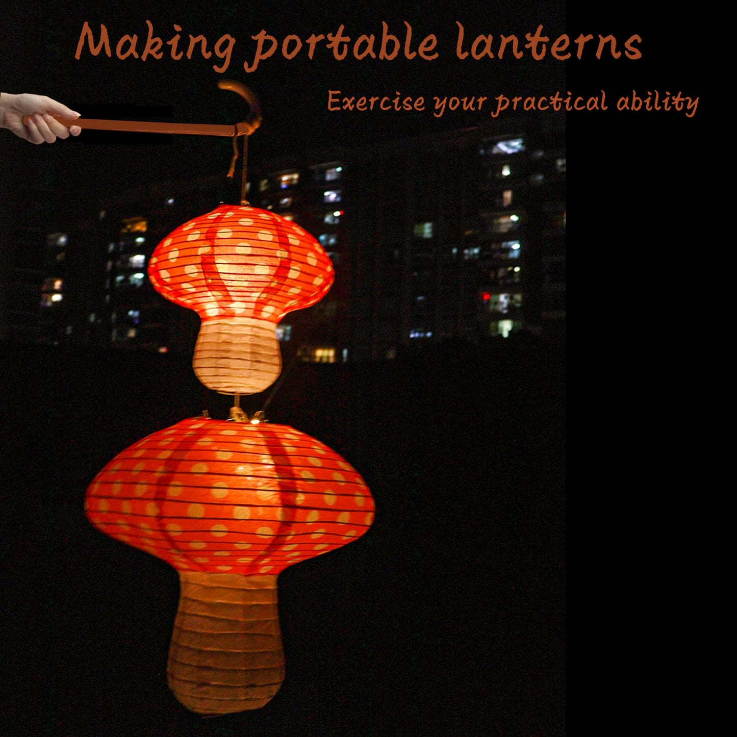 4Pcs Mushroom Shaped Paper Lanterns, Windspeed Large For Nursery Garden Christmas Halloween Party Decoration 8 inch, 12 inch(orange)