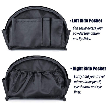 Hekyip Half Moon Cosmetic Bag, Travel Makeup Pouch, Portable Waterproof Cosmetic Pouch for Girls Women, Small (ALL BLACK)