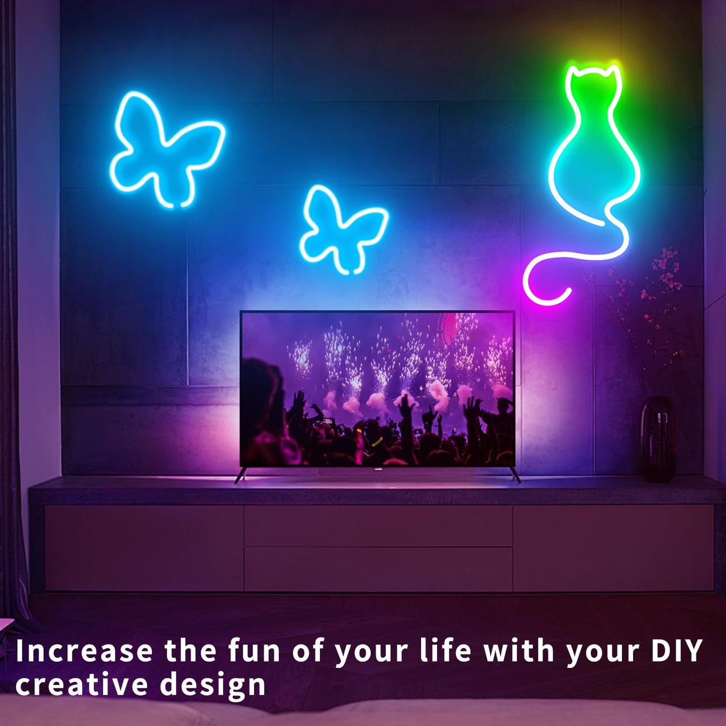 Yeewhale LED Neon Rope Lights 50FT,IP65 Waterproof LED Strip Lights,Music Sync LED Lights with Remote and APP Control, 24V RGB LED Rope Lights for Bedroom,Holiday Decoration（with Snap &Screws）