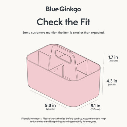 BLUE GINKGO Stackable Organizer Caddy – Korean-Made Portable Tote for Bathroom, Office, Crafts, or School Supplies (Rectangle, Pink)