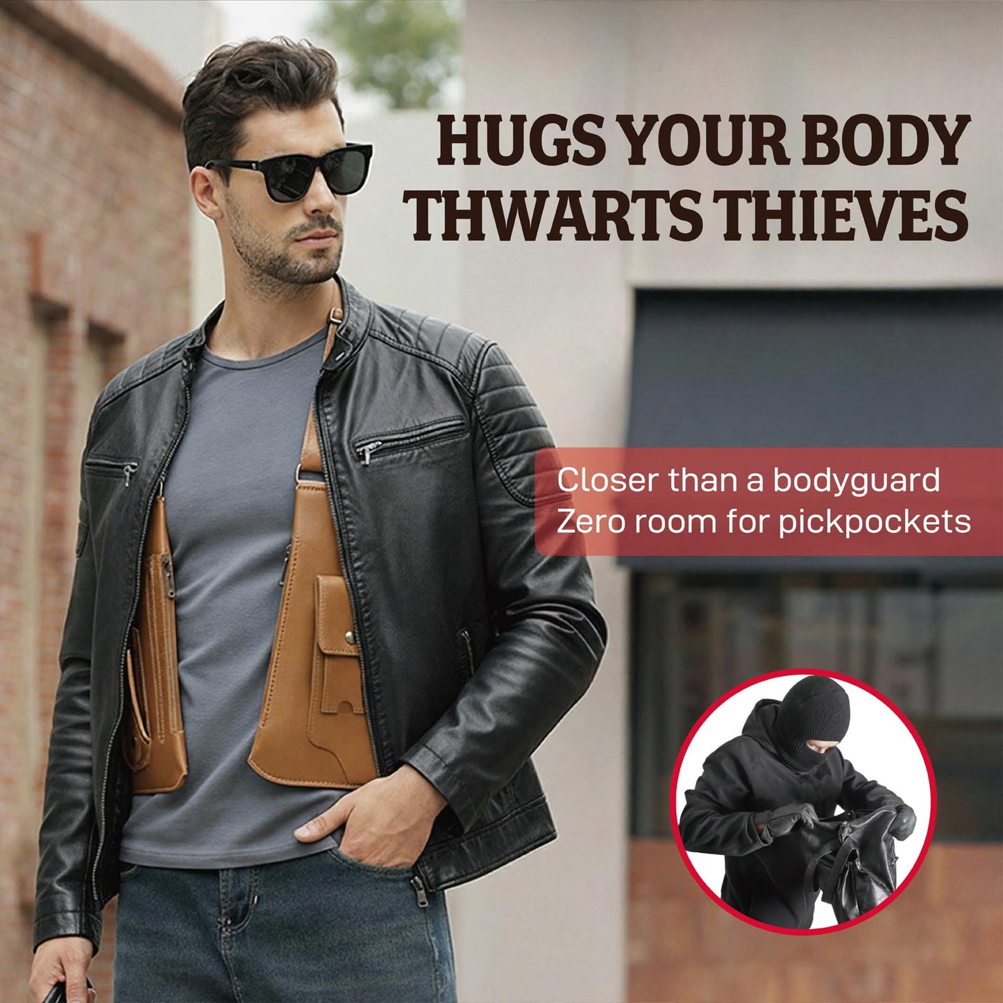 Double Shoulder Armpit Bag,Underarm Shoulder Bag for Men, Anti-Theft Underarm Wallet Pocket Holster Phone Leisure Double Shoulder Pouch,Multi-Purpose Armpit Tactical Bag,Travel Outdoors Easter (Brown)