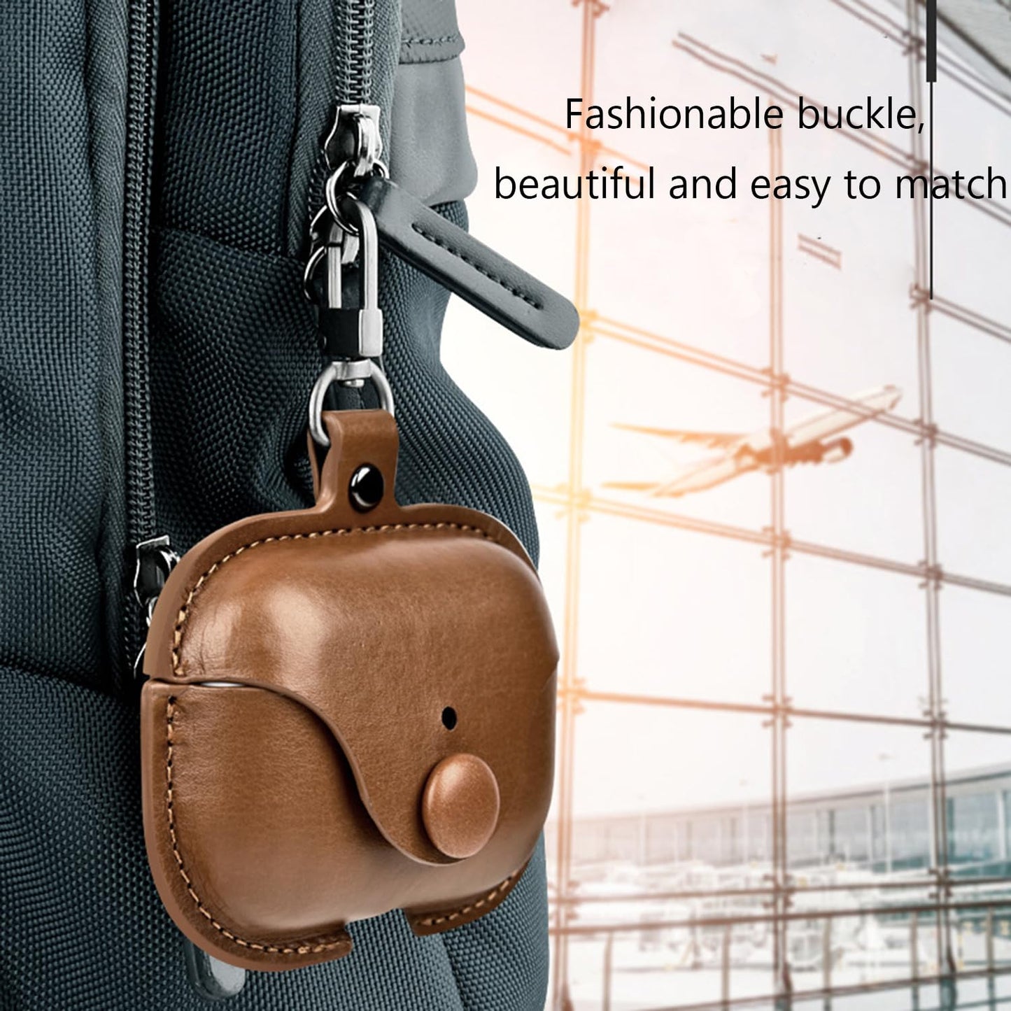 UMUBUHOMS Case for AirPods 4 Leather Cover Support Wireless Chargin, MagSafe with Keychain Airpods Strap - Compatible with AirPods 4th Generation (2024) Case (Brown)