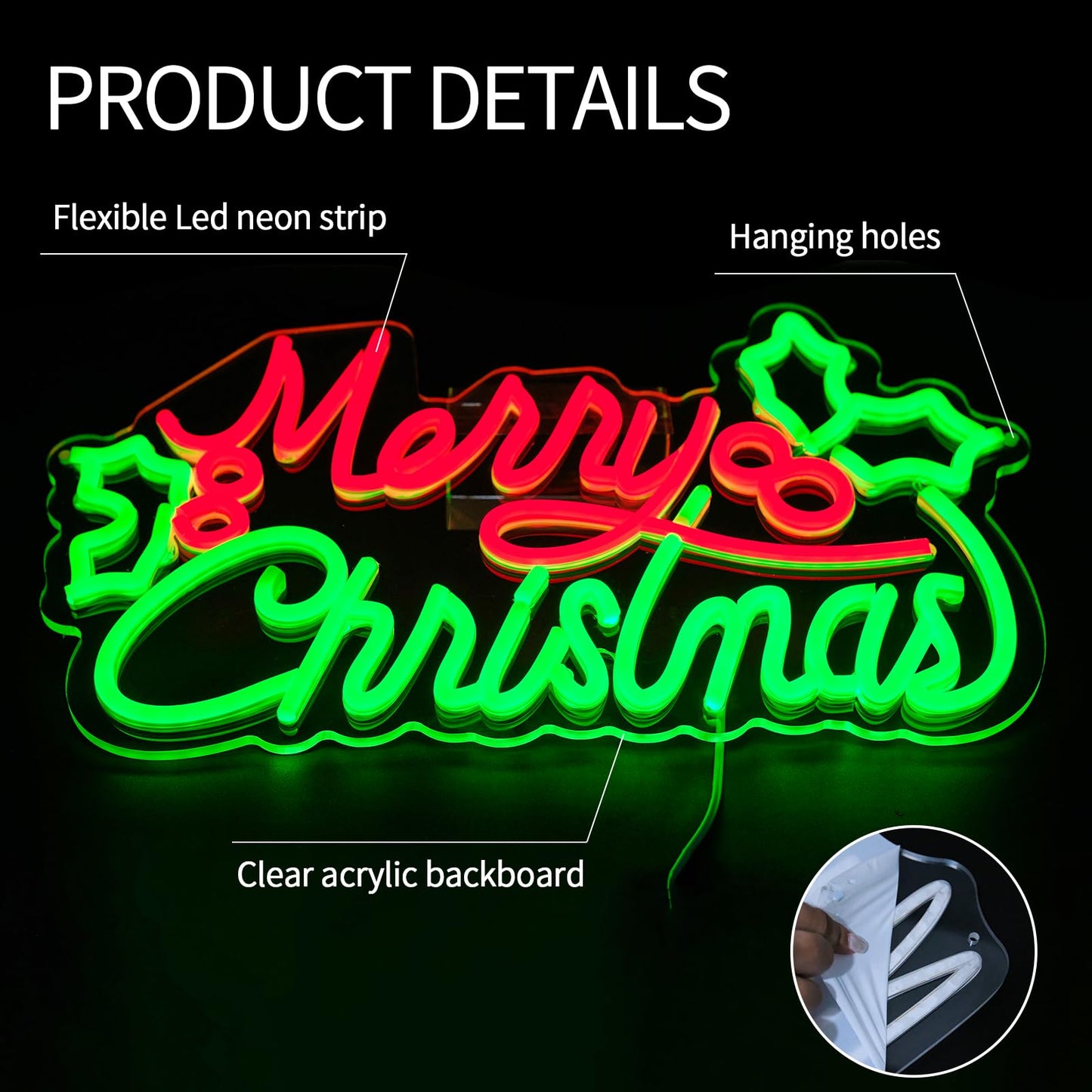 Virlusy Merry Christmas Neon Signs for Wall Decor Dimmable Merry Xmas Led Lights Signs Letters Neon Light for Christmas Party Living Room Pub Bar Bedroom Home Shop Decorations Birthday Gifts