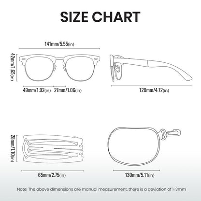 Cyxus Foldable Sunglasses Half Rim Folding Sunglasses Classic Polarized UV400 Shades For Men Women 1015B01