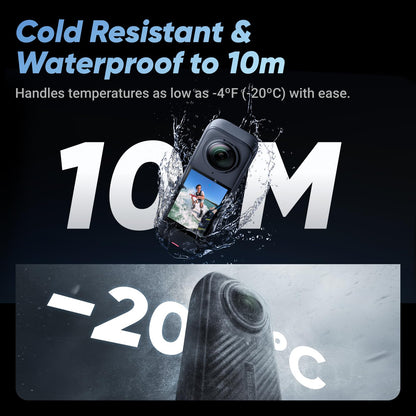 Insta360 X4 No Drone Bundle - 8K Waterproof 360 Action Camera, 4K Wide-Angle Video, Invisible Selfie Stick Effect, Removable Lens Guards, 135 Min Battery Life, AI Editing, Stabilization