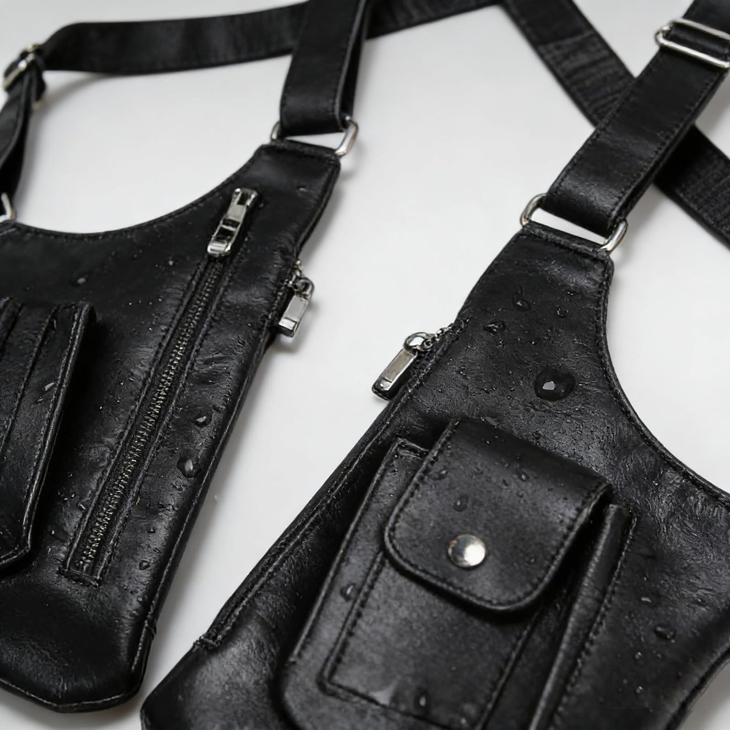Premium Leather Shoulder Bag, Double Shoulder Armpit Bag for Men, Anti-Theft Hidden Adjustable Shoulder Holster for Men (Black)
