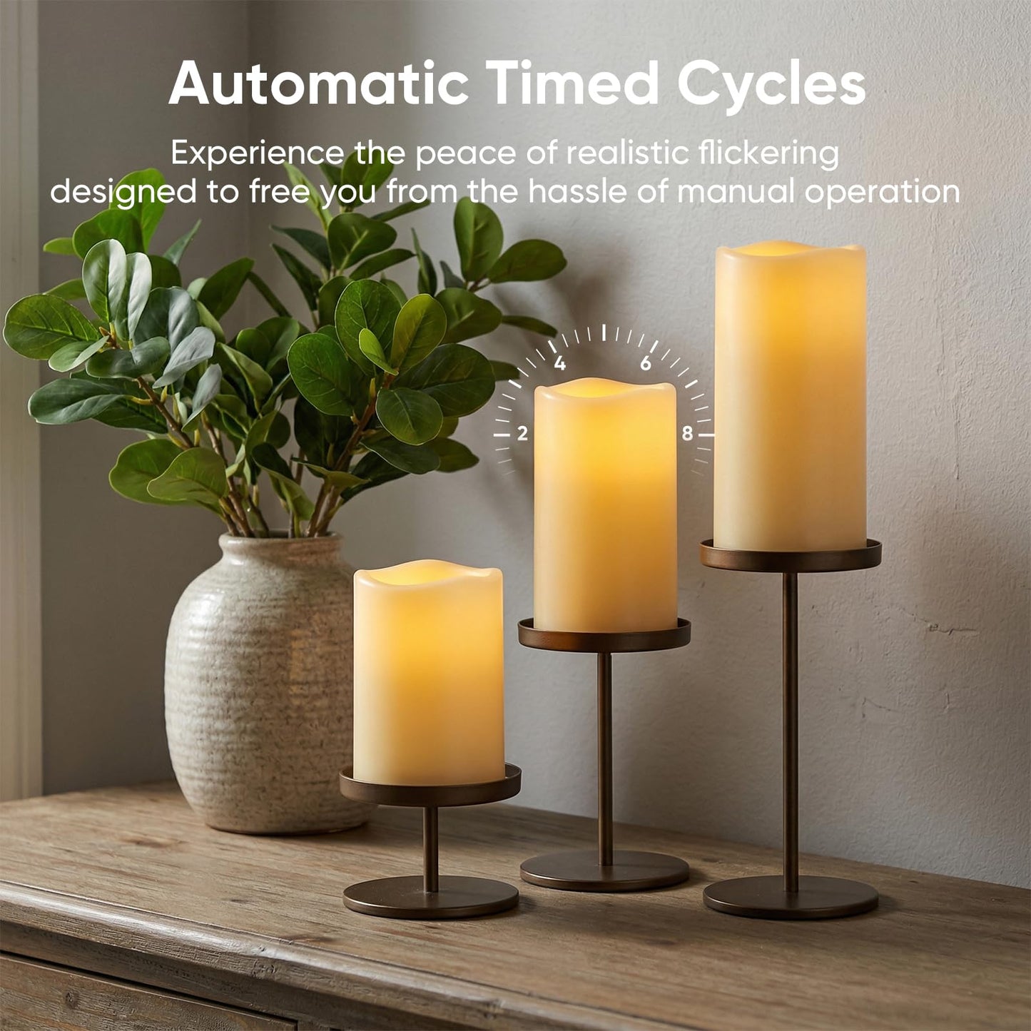 5plots 3" X 5"5" 6" 6" Outdoor Waterproof Candles, Battery Operated Led Ivory White Flameless Candles with 10-Key Remote & Timer for Indoor Home Lantern Holiday Decor, Set of 4