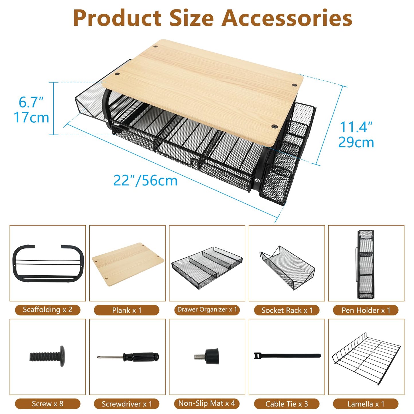 Bingyouth Desk Organizers and Accessories Monitor Riser, Monitor Stand with Drawer (2-Tier Drawers) with Large Side Storage Rack & Cable Management,66LBS/30KG, Office Organization, Oak