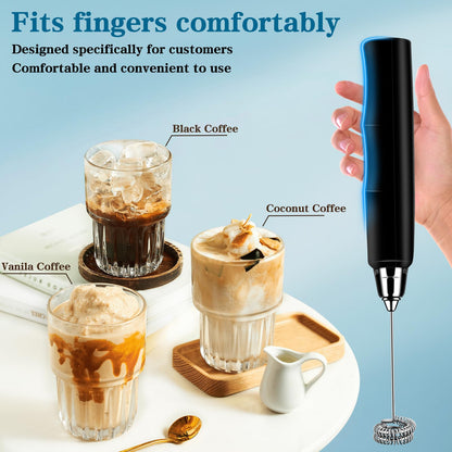 Milk Frother Handheld for Coffee, Electric Whisk 3 Speed Adjustable, Drink Mixer with Stainless 3 Whisks, Rechargeable Hand Frother Wand, Foam Maker for Latte Cappuccino Matcha Egg Silver