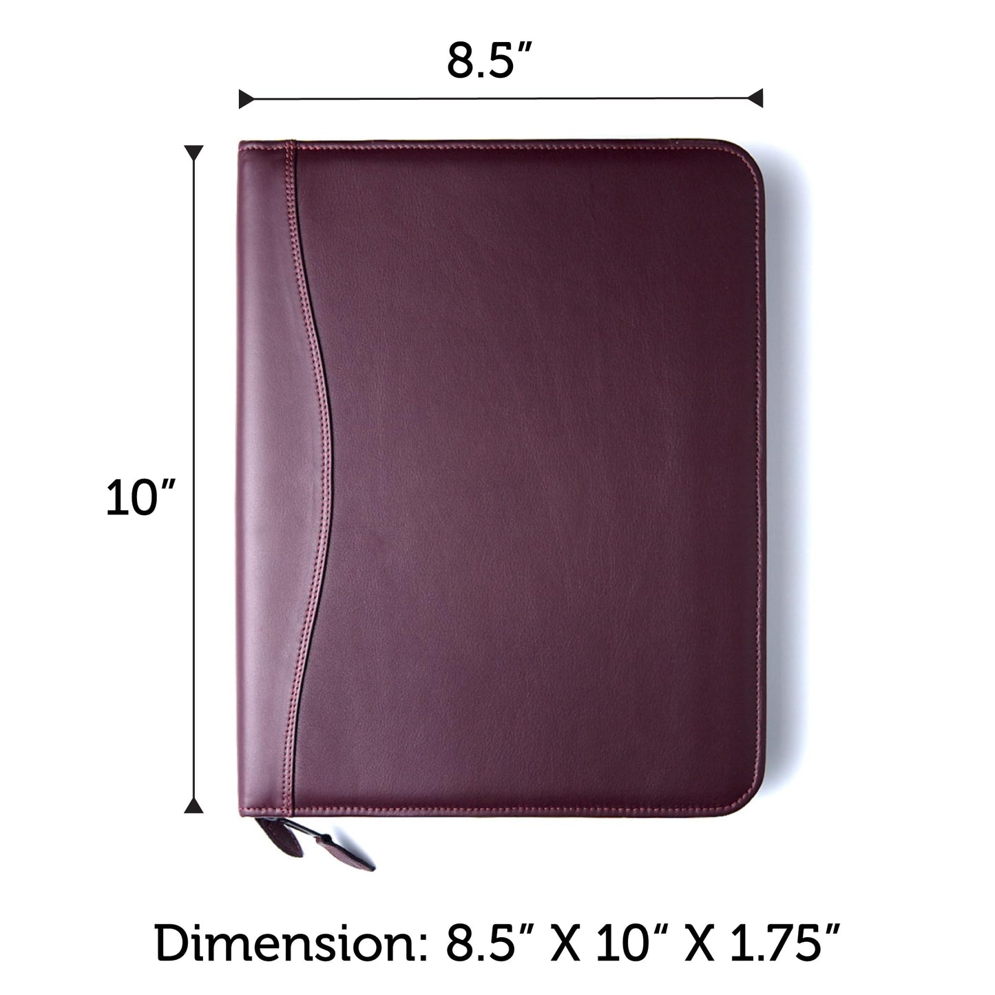 Planner Pad 7 Ring Loose Leaf Personal Size Cover, Fits 6 ¾” x 8 ½” Size Planner Pad Pages Only, Cowhide Leather, Burgundy