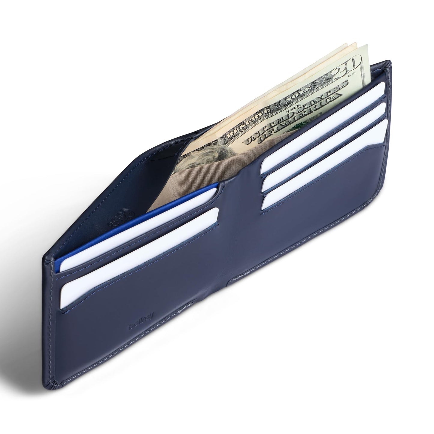 Bellroy Hide & Seek, slim leather wallet, RFID editions available (Max. 12 cards and cash) - Navy